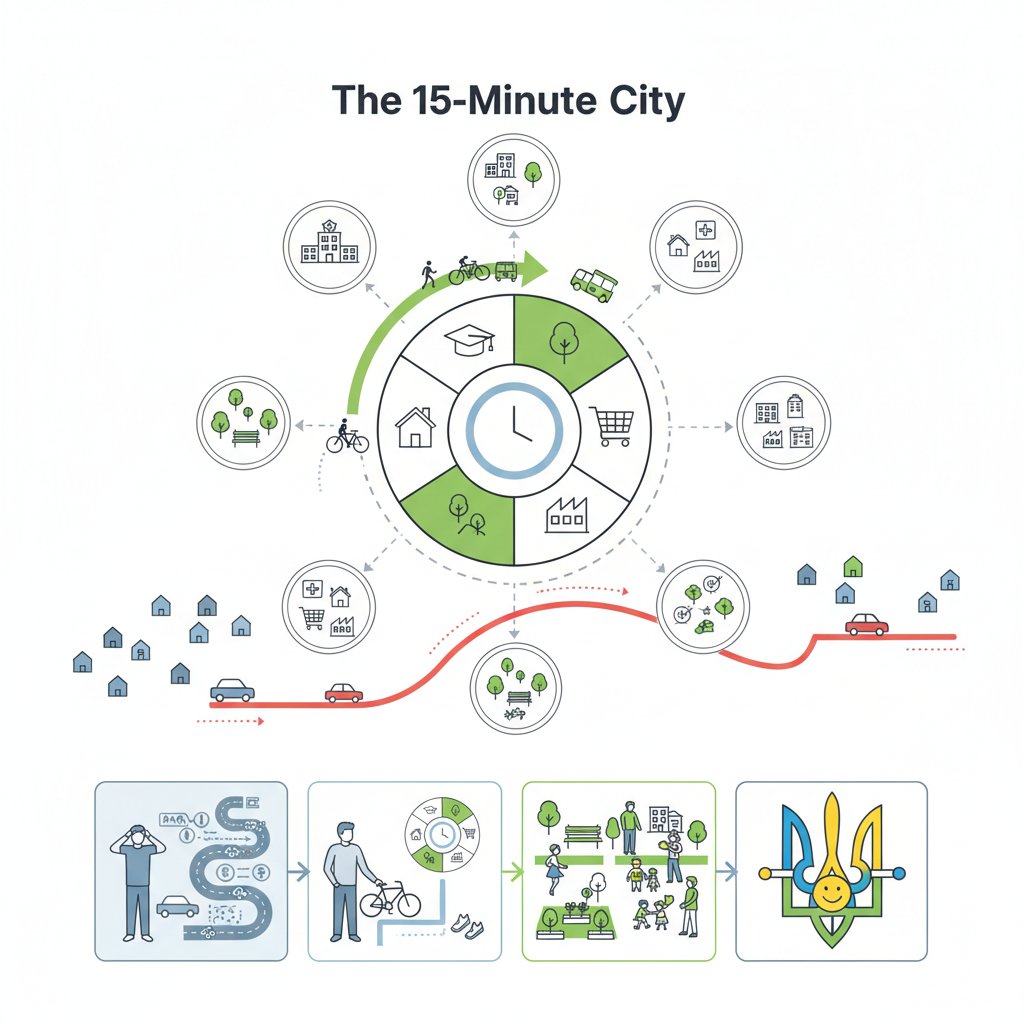 Що таке «місто 15 хвилин» і чому цей концепт змінює життя українців