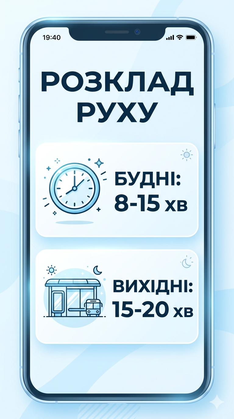 Графік інтервалів руху 60 автобуса у Дніпрі для мобільних пристроїв.