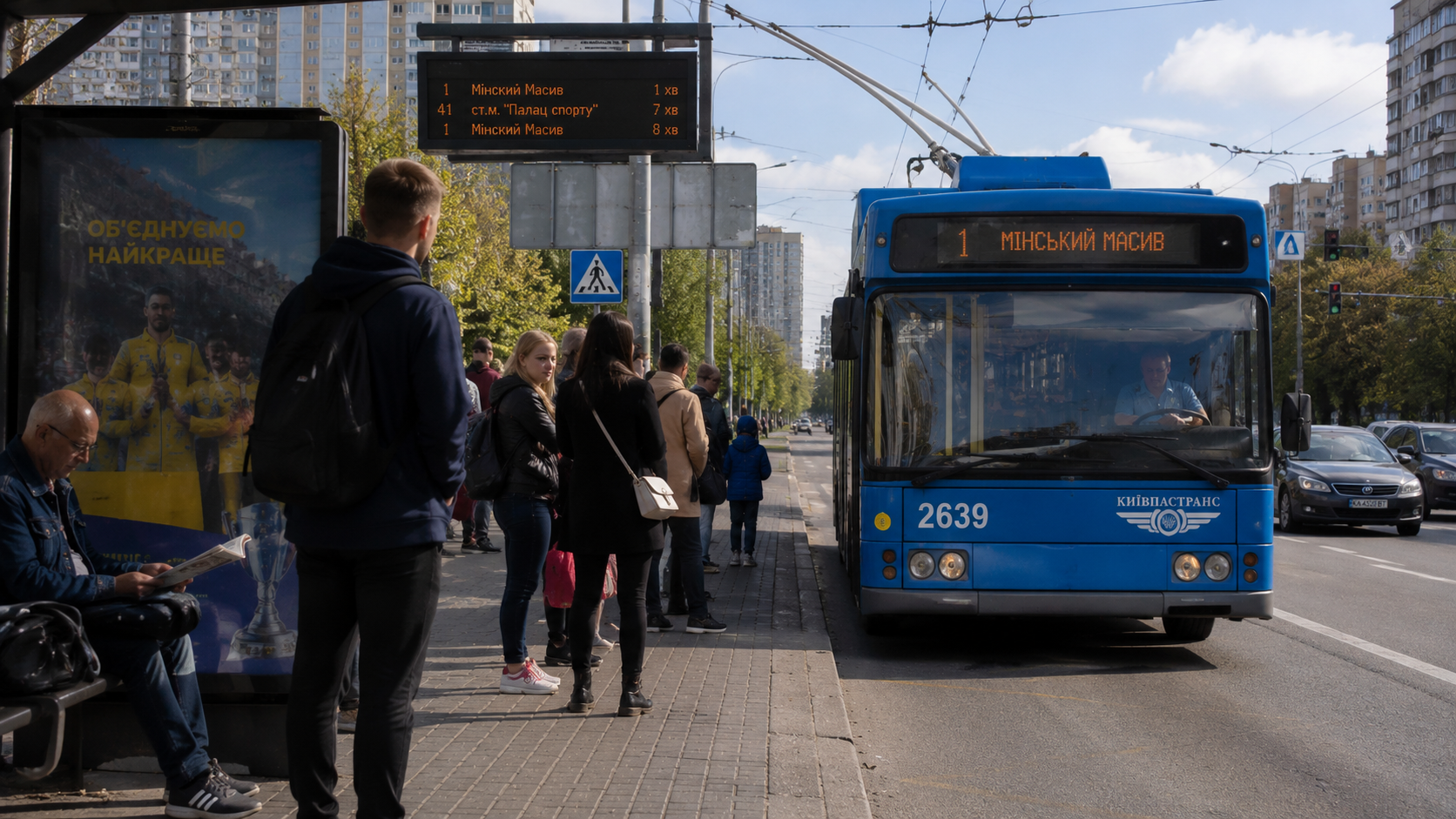 Зупинка тролейбуса 1 у Києві
