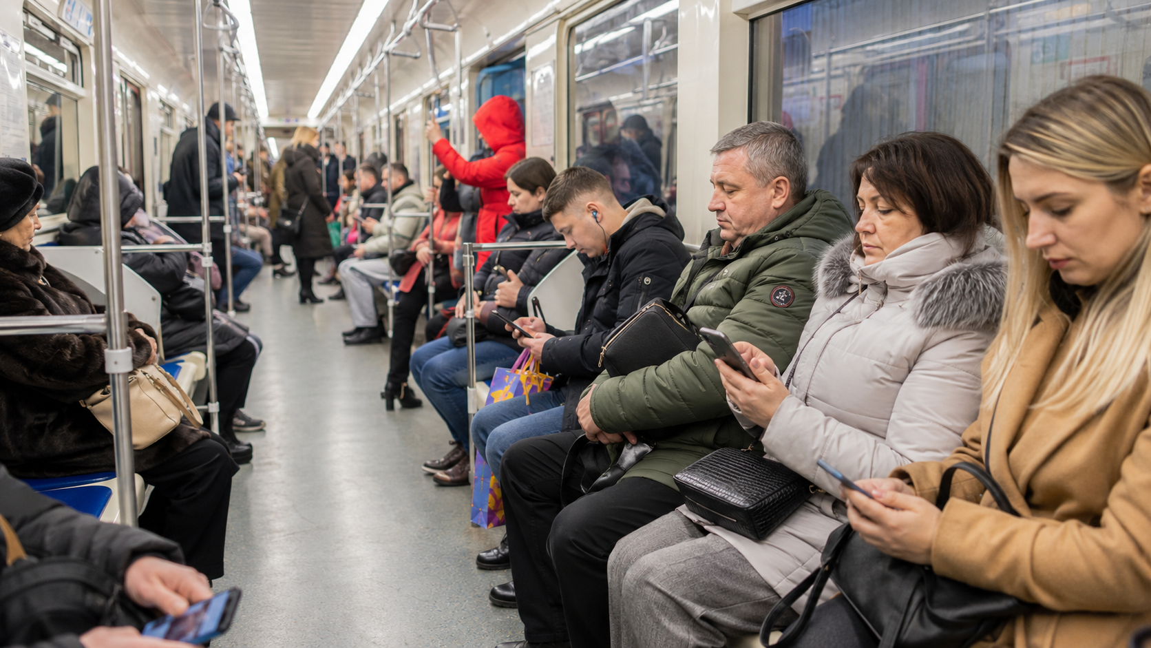 Пасажири у київському метро